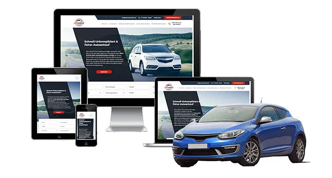 Ankaufseite mobil – Autoankauf Heilsbronn mit rotem PKW